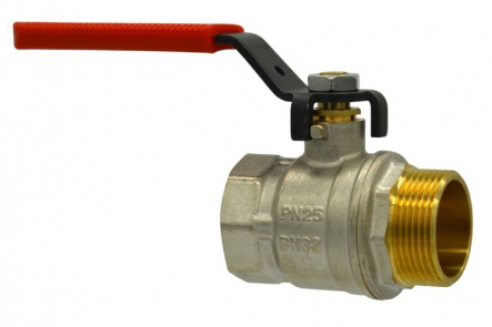 Brass Ball Valve with red Steelhandle - 3/8 inch / IG x AG